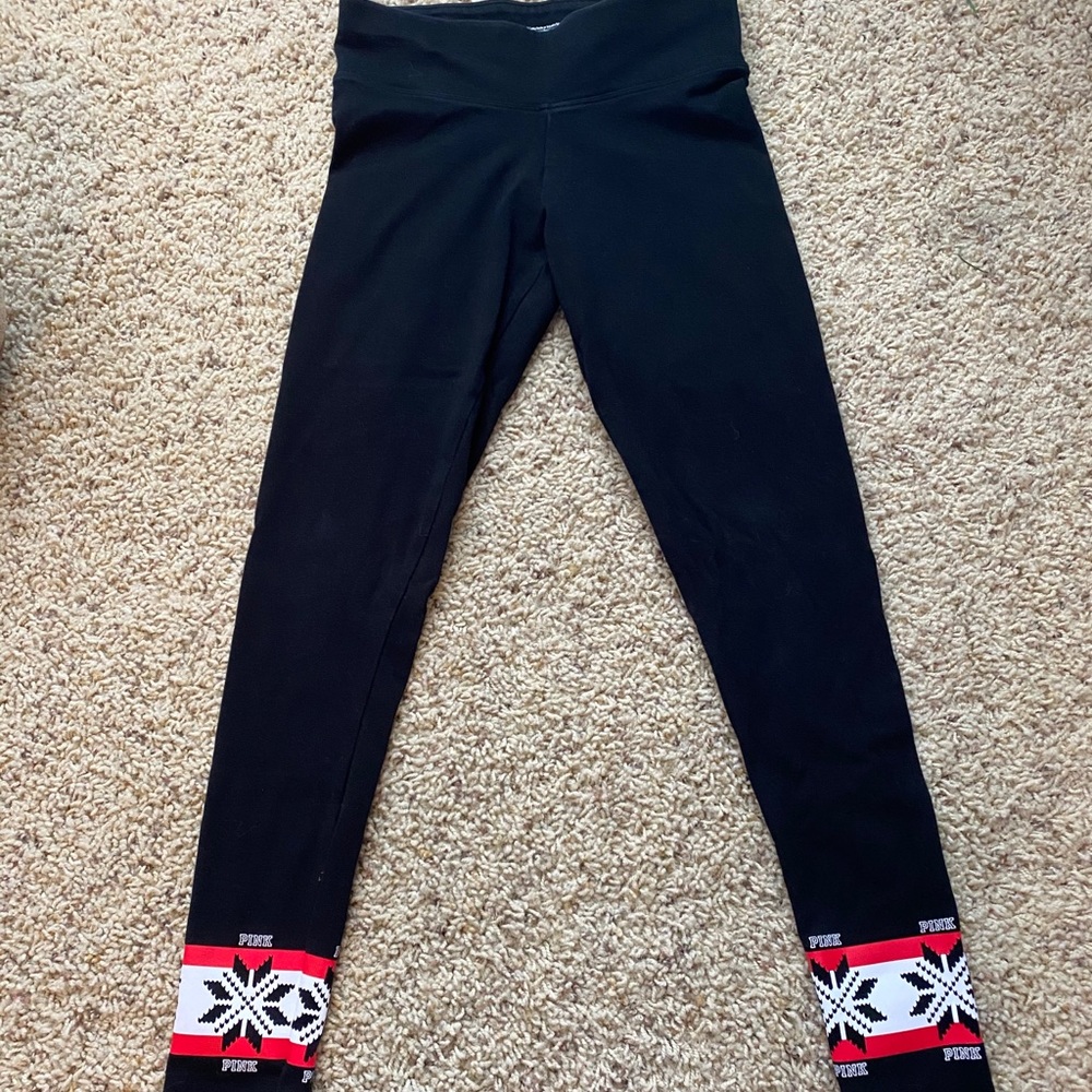 Festive snowflake PINK yoga leggings